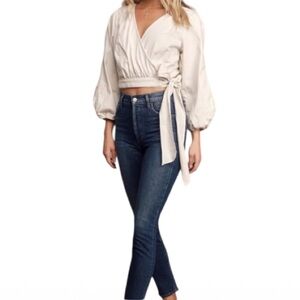 🆕 Free People “Sophie” Cream Wrap Blouse - Women’s Size Medium